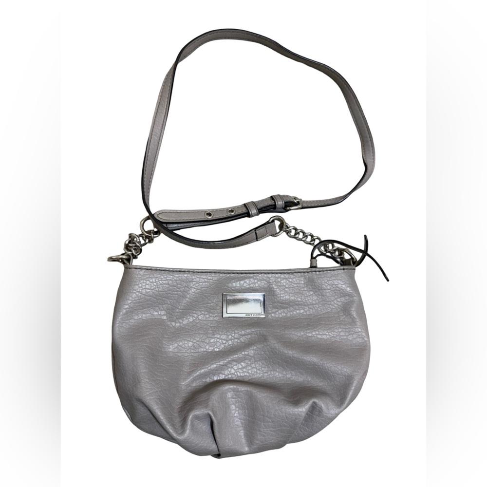 Juicy Couture Gray Slouchy Hobo Shoulder Bag | Y2K Logo | Silver Chain Strap